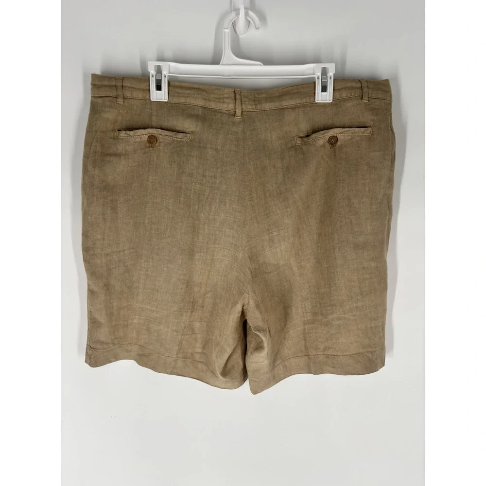 ETRO Milano Mens Pleayed Linen Shorts Size 38 US  7 In. Inseam Tan Resort Luxe